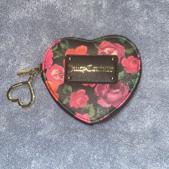 Nwot Juicy Couture Cute Heart Small Wallet coin purse Floral - Picture 4 of 9